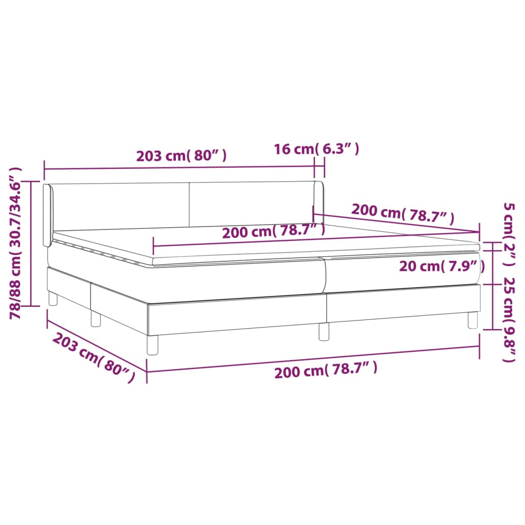 Boxspringbett mit Matratze Dunkelblau 200x200 cm Samt