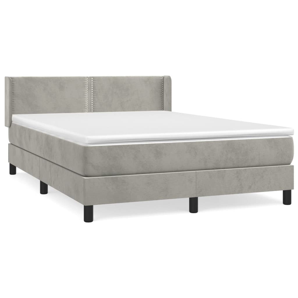 Box spring bed with mattress light grey 140x200 cm velvet