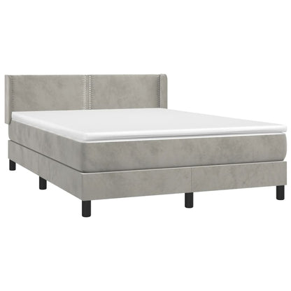 Box spring bed with mattress light grey 140x200 cm velvet