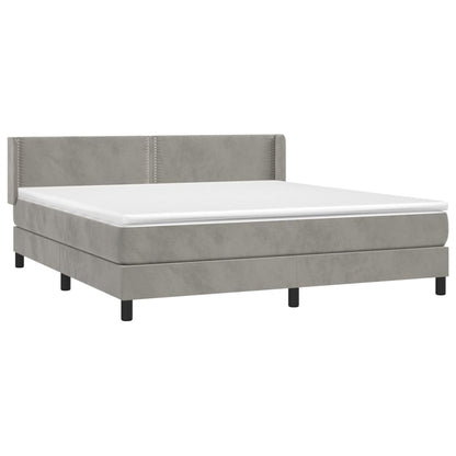 Boxspringbett mit Matratze Hellgrau 160x200 cm Samt