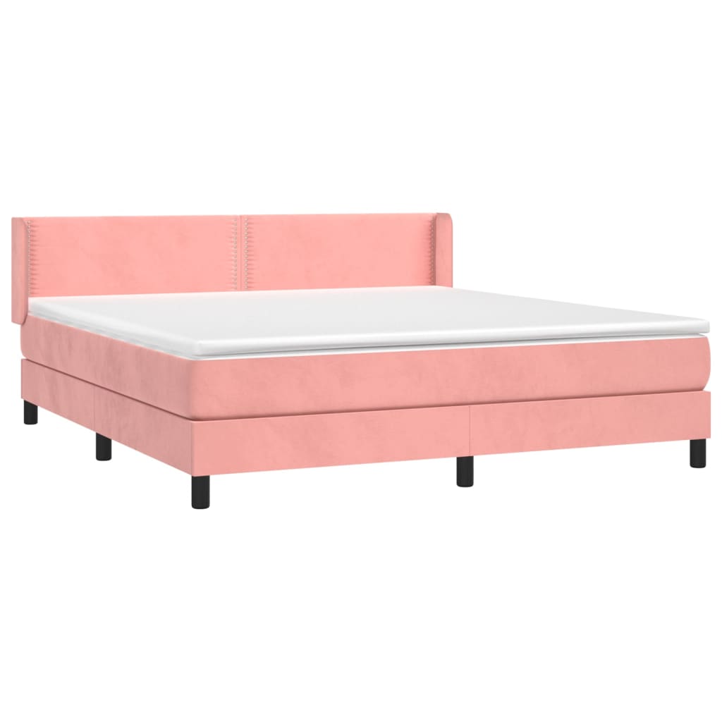 Boxspringbett mit Matratze Rosa 160x200 cm Samt