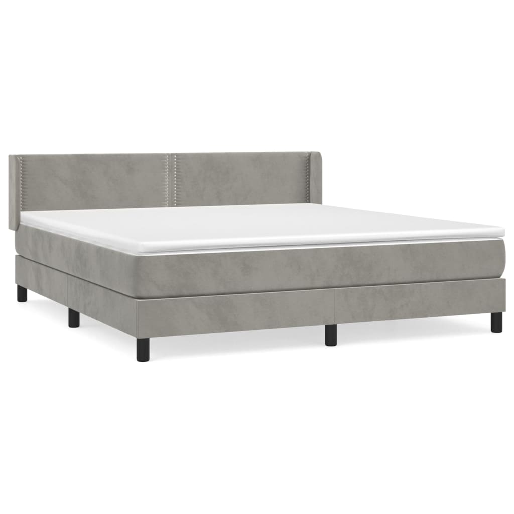 Boxspringbett mit Matratze Hellgrau 180x200 cm Samt