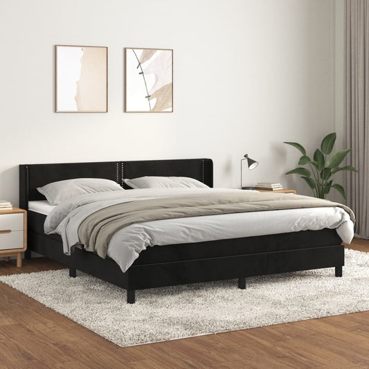 Boxspringbett mit Matratze Schwarz 180x200 cm Samt