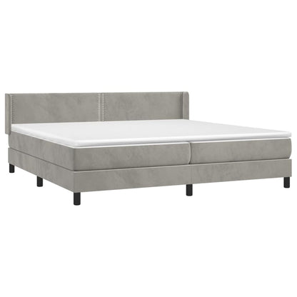 Boxspringbett mit Matratze Hellgrau 200x200 cm Samt