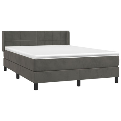 Boxspringbett mit Matratze Dunkelgrau 140x200 cm Samt