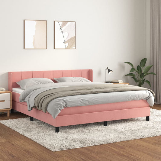 Boxspringbett mit Matratze Rosa 160x200 cm Samt