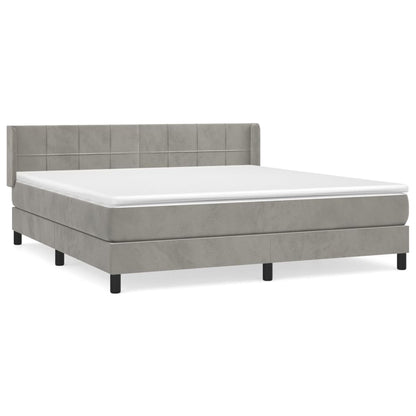 Boxspringbett mit Matratze Hellgrau 180x200 cm Samt