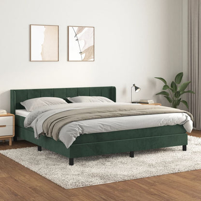 Boxspringbett mit Matratze Dunkelgrün 180x200 cm Samt