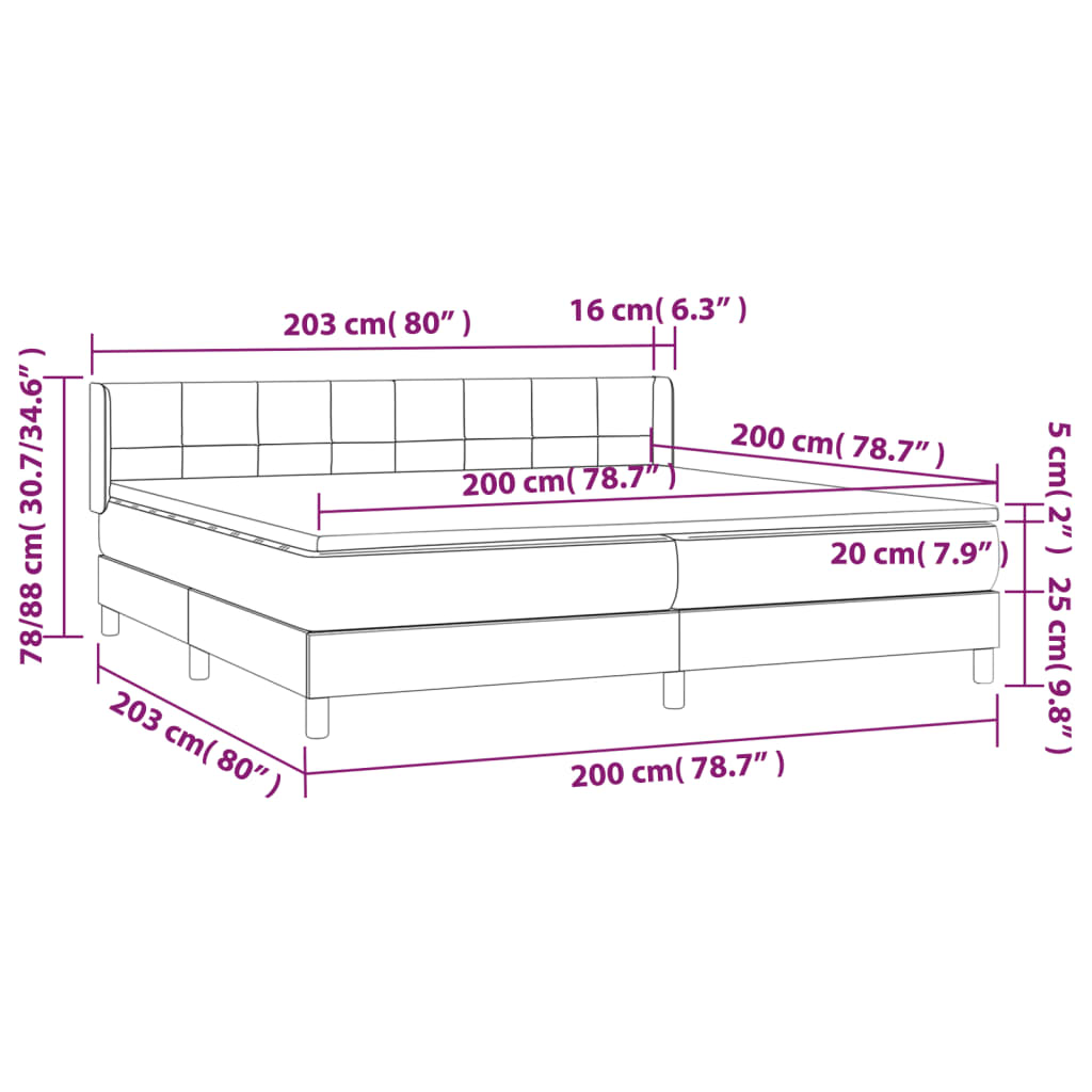 Box spring krevet s madracem svijetlo sivi 200x200 cm baršun