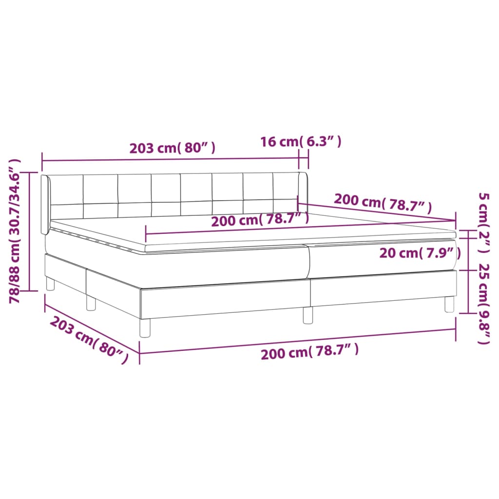 Box spring krevet s madracem tamno sivi 200x200 cm baršun