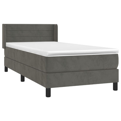 Boxspringbett mit Matratze Dunkelgrau 90x200 cm Samt