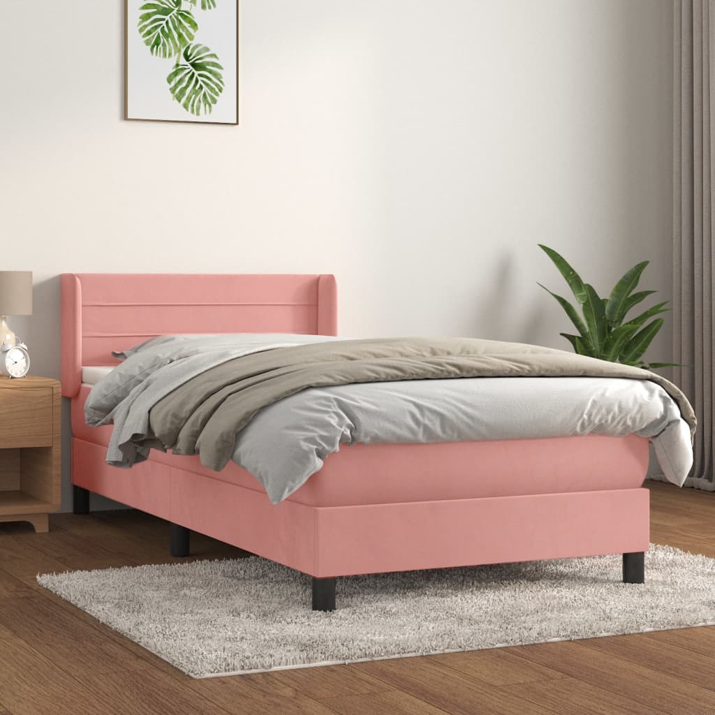 Boxspringbett mit Matratze Rosa 90x200 cm Samt