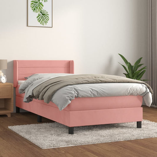 Boxspringbett mit Matratze Rosa 90x200 cm Samt