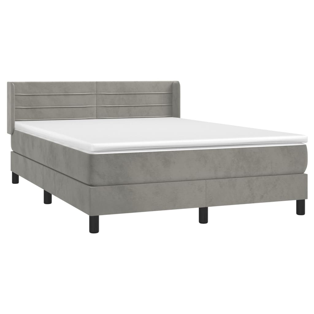 Box spring krevet s madracem svijetlo sivi 140x200 cm baršun