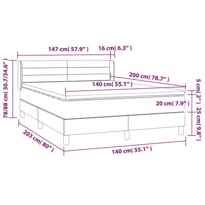 Box spring krevet s madracem svijetlo sivi 140x200 cm baršun