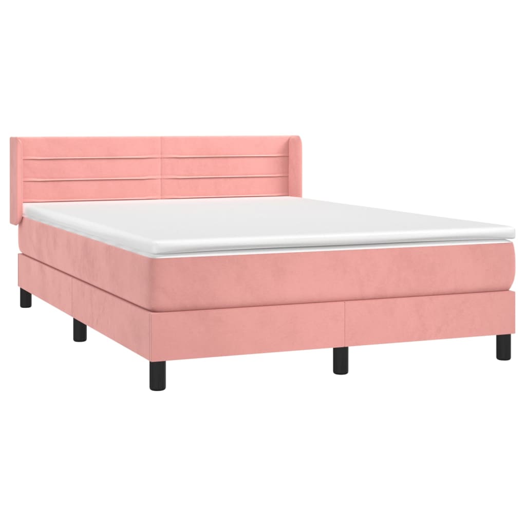 Boxspringbett mit Matratze Rosa 140x200 cm Samt