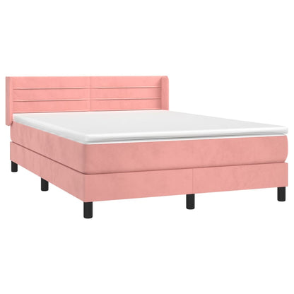 Boxspringbett mit Matratze Rosa 140x200 cm Samt