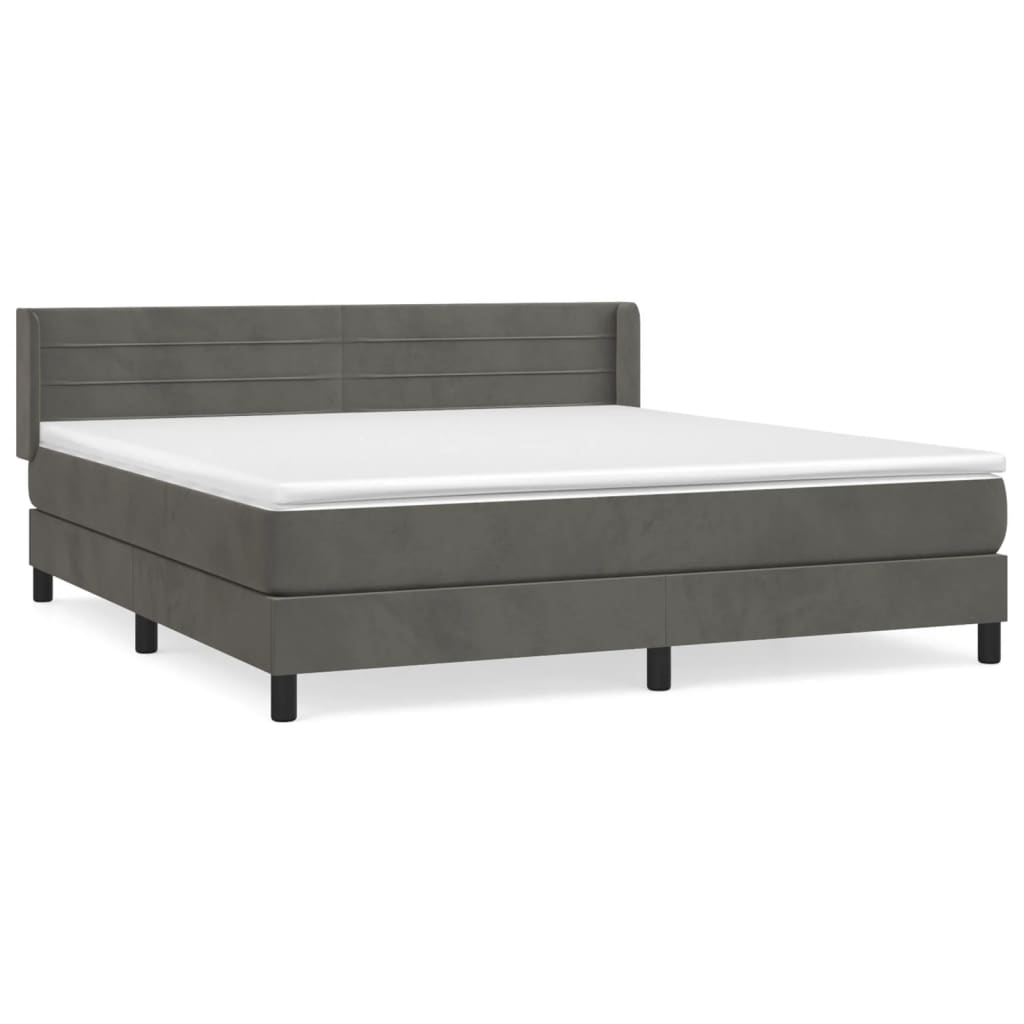 Box spring krevet s madracem tamno sivi 160x200 cm baršun