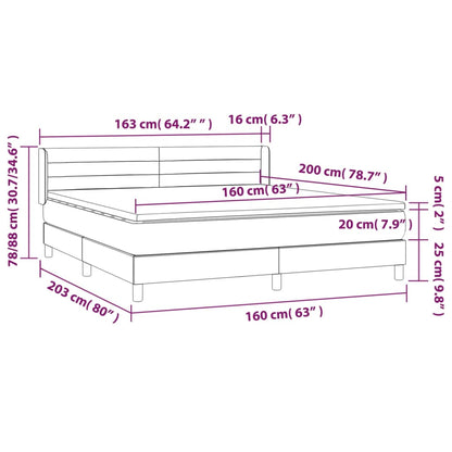 Box spring krevet s madracem tamno sivi 160x200 cm baršun