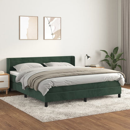 Boxspringbett mit Matratze Dunkelgrün 180x200 cm Samt