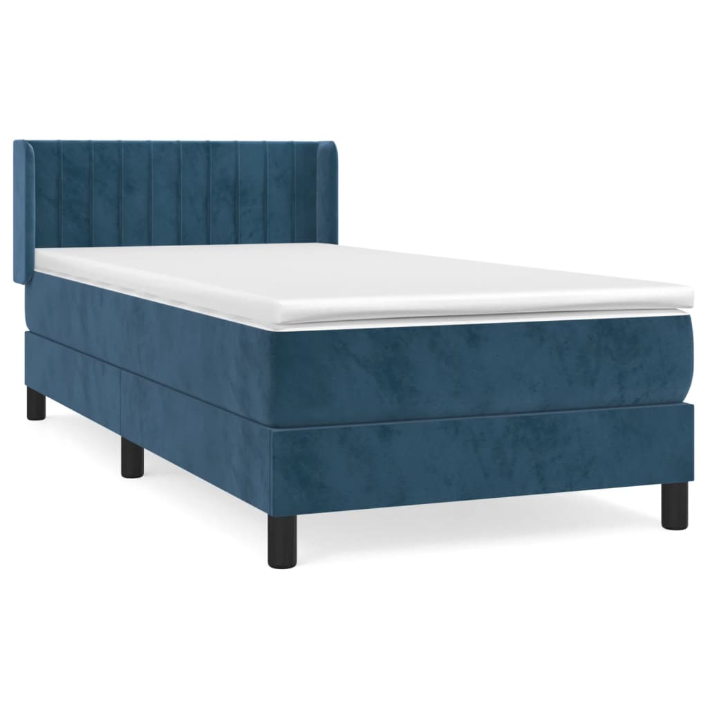 Boxspringbett mit Matratze Dunkelblau 90x200 cm Samt