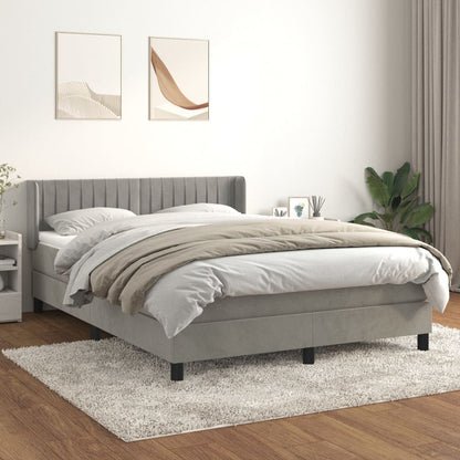 Box spring krevet s madracem svijetlo sivi 140x200 cm baršun