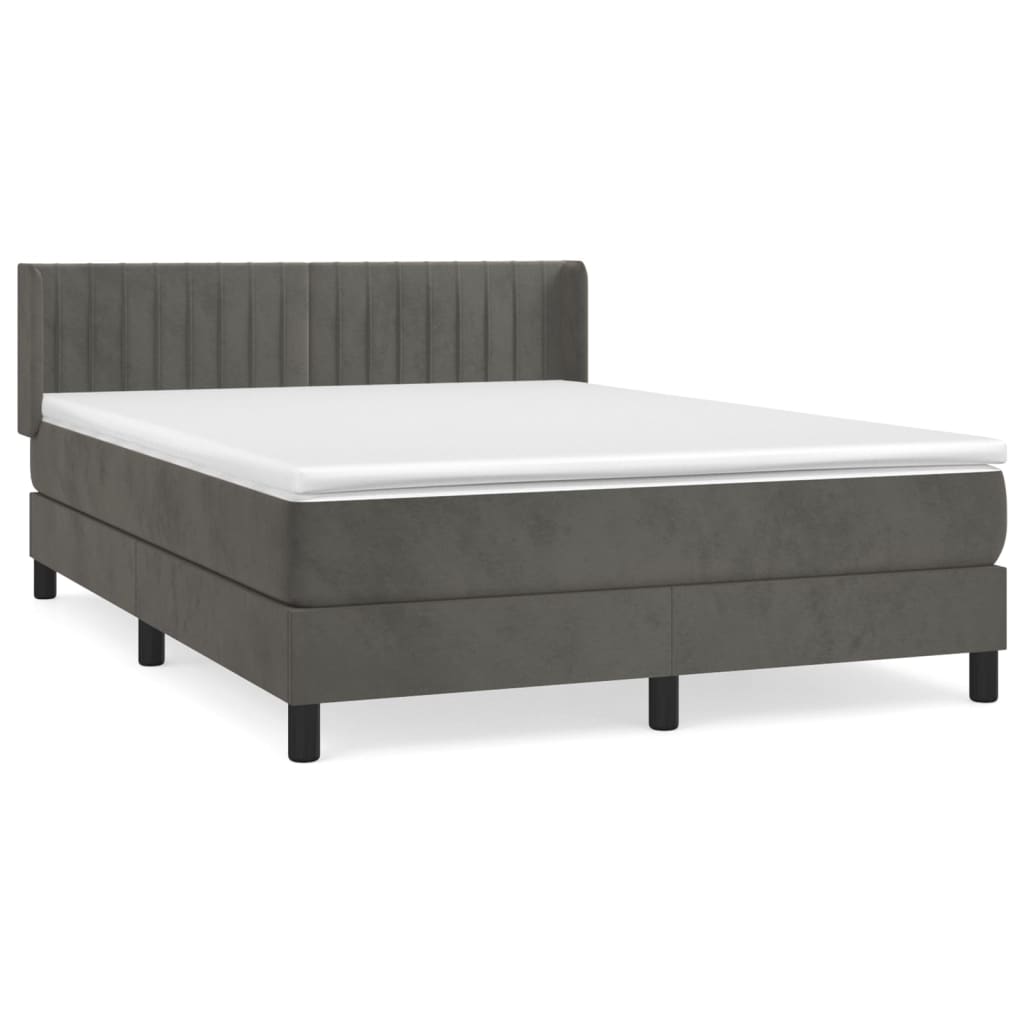 Boxspringbett mit Matratze Dunkelgrau 140x200 cm Samt