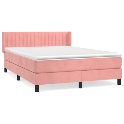 Boxspringbett mit Matratze Rosa 140x200 cm Samt