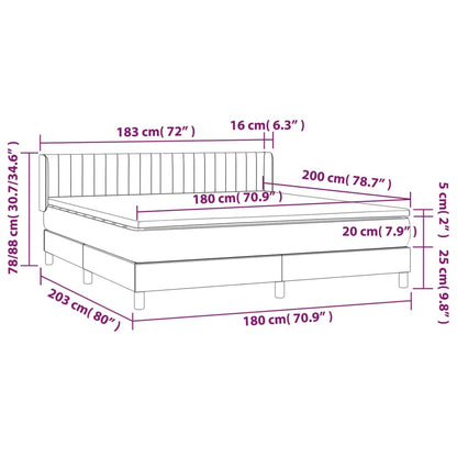 Boxspringbett mit Matratze Dunkelgrau 180x200 cm Samt