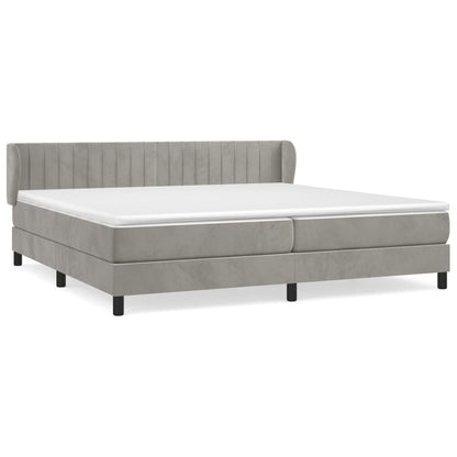 Box spring bed with mattress light grey 200x200 cm velvet