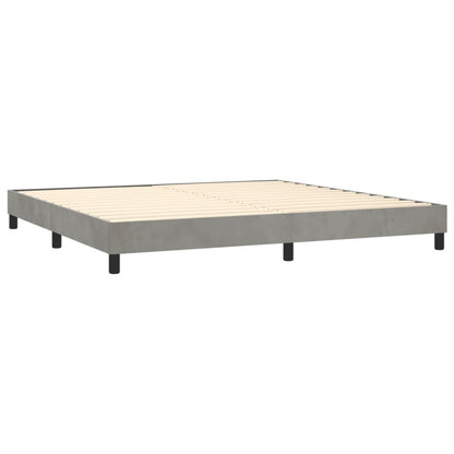 Box spring bed with mattress light grey 200x200 cm velvet