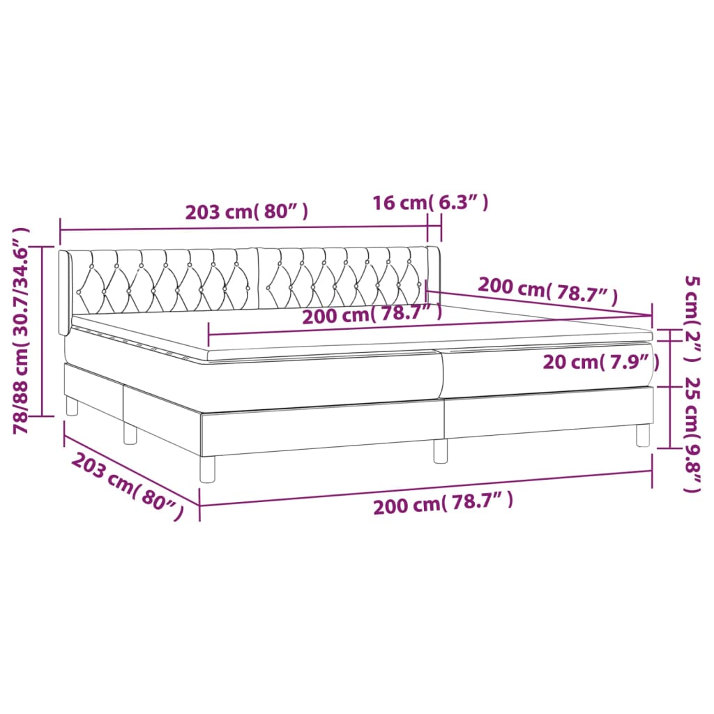 Boxspringbett mit Matratze Dunkelblau 200x200 cm Samt