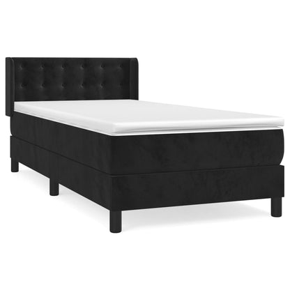 Boxspringbett mit Matratze Schwarz 90x200 cm Samt