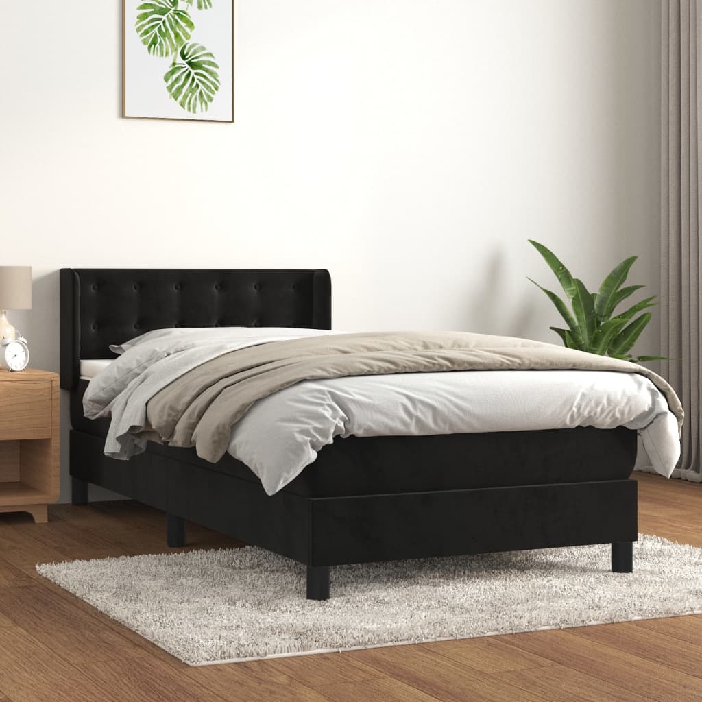 Boxspringbett mit Matratze Schwarz 90x200 cm Samt