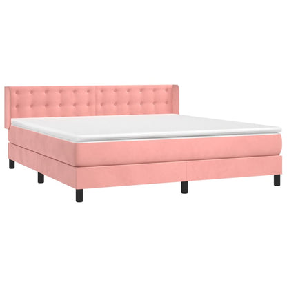 Boxspringbett mit Matratze Rosa 180x200 cm Samt