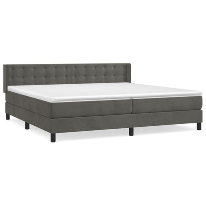 Box spring bed with mattress dark grey 200x200 cm velvet