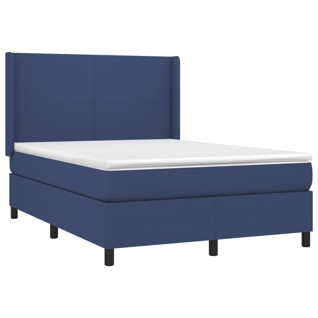 Boxspringbett mit Matratze Blau 140x200 cm Stoff