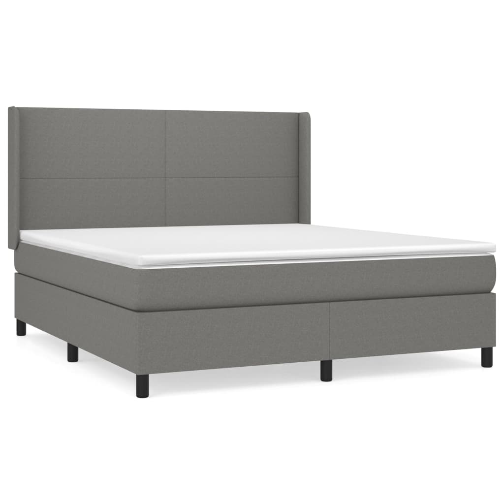 Box spring bed with mattress dark grey 160x200 cm fabric