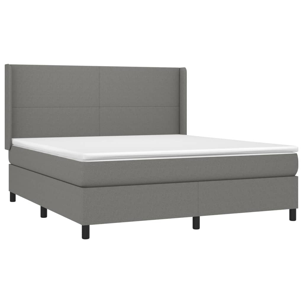 Box spring bed with mattress dark grey 160x200 cm fabric