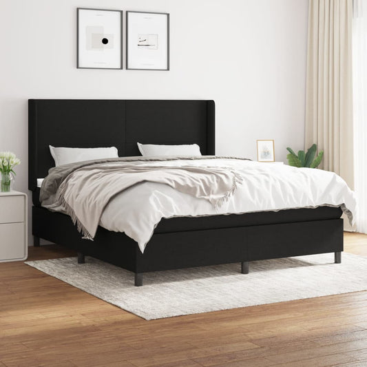 Box spring bed with mattress black 160x200 cm fabric