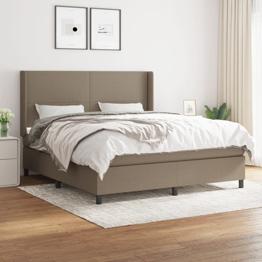 Box spring bed with mattress taupe 160x200 cm fabric