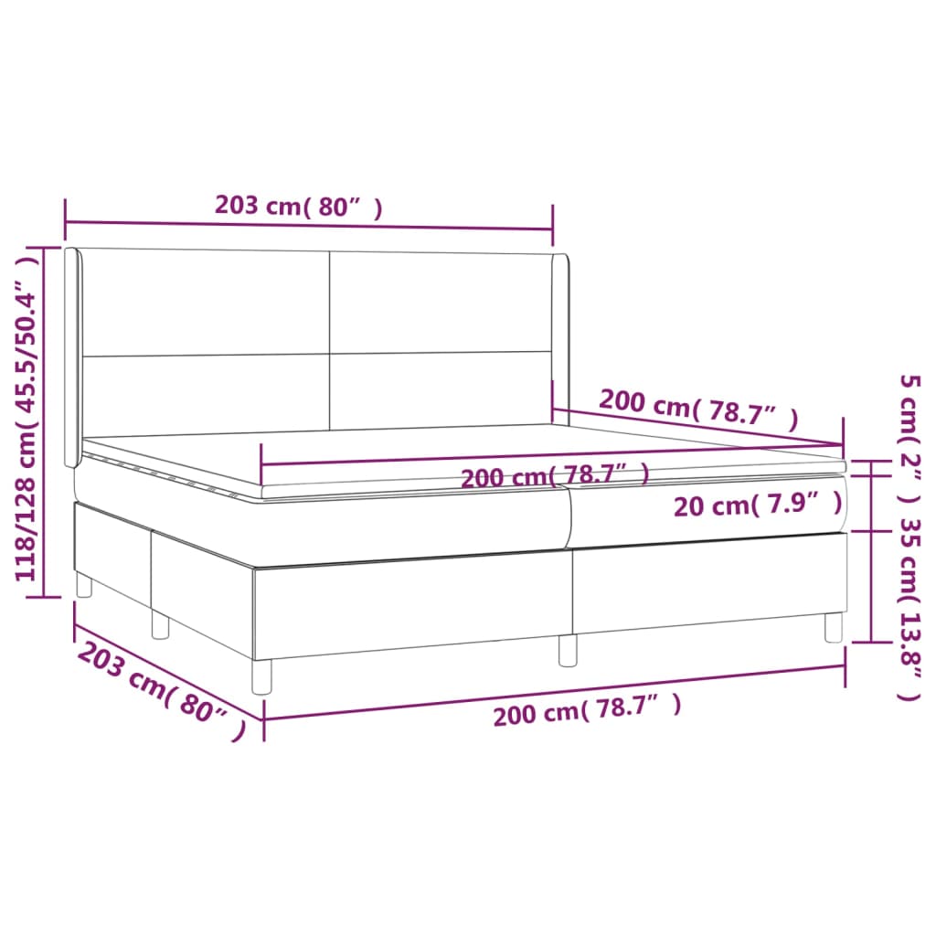 Box spring krevet s madracem tamno siva tkanina 200x200 cm