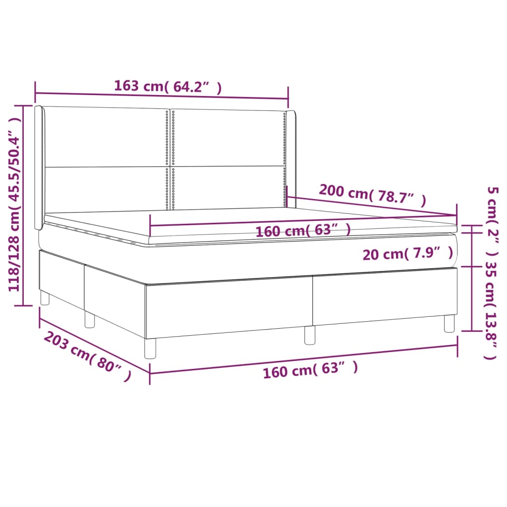 Box spring krevet s madracem crna tkanina 160x200 cm