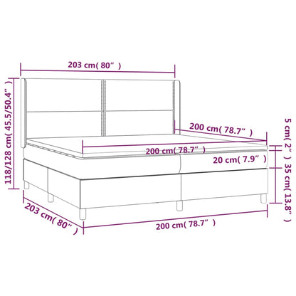 Box spring bed with mattress light grey 200x200 cm fabric