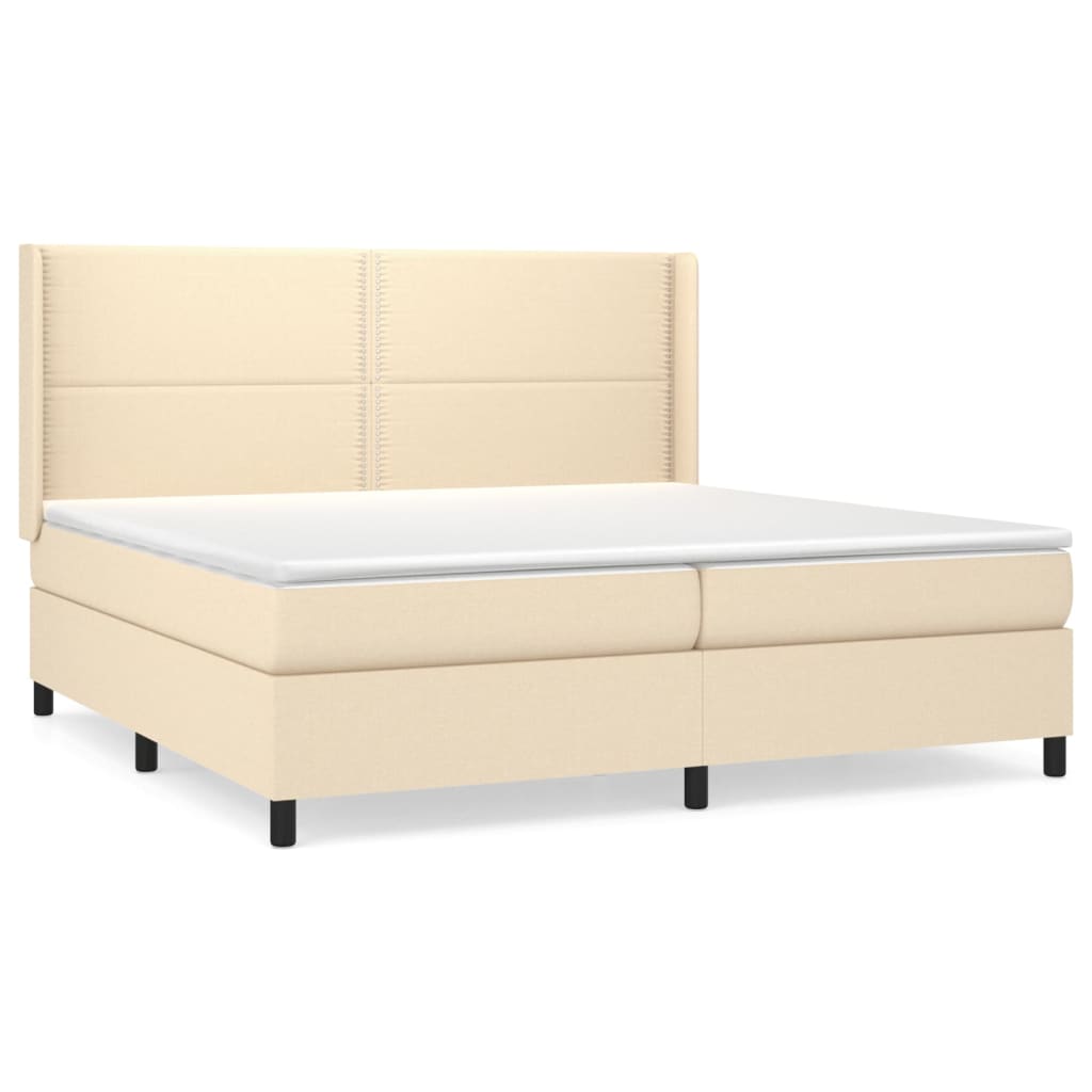 Boxspringbett mit Matratze Creme 200x200 cm Stoff