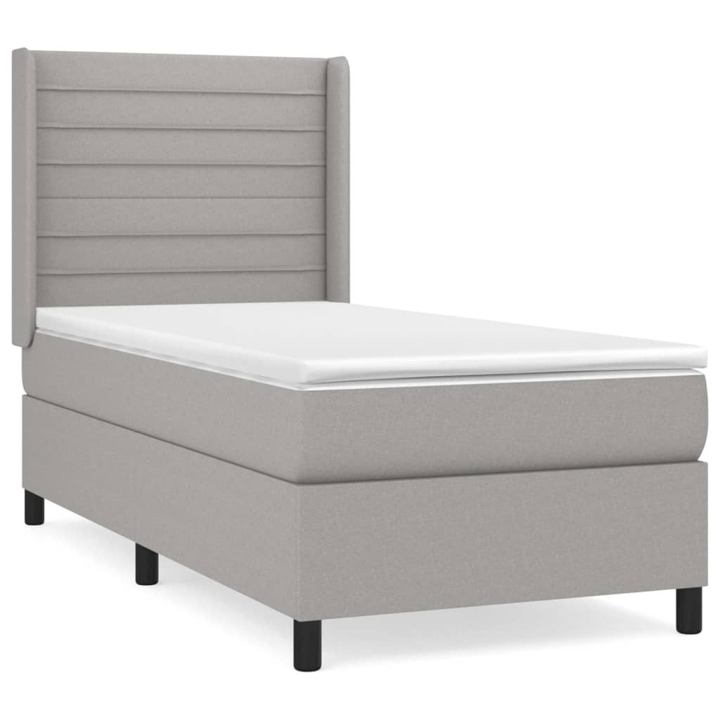 Boxspringbett mit Matratze Hellgrau 90x200 cm Stoff