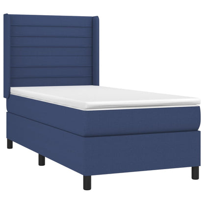 Boxspringbett mit Matratze Blau 90x200 cm Stoff