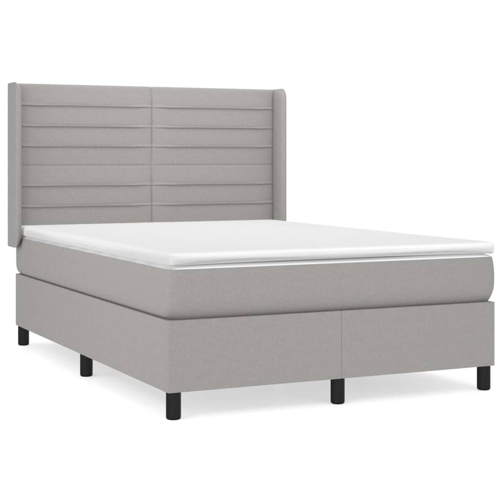 Box spring bed with mattress light grey 140x200 cm fabric