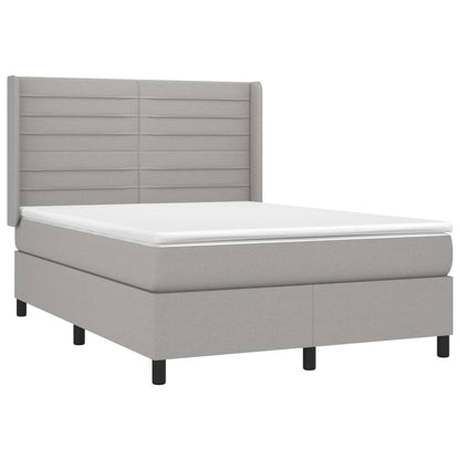 Box spring bed with mattress light grey 140x200 cm fabric