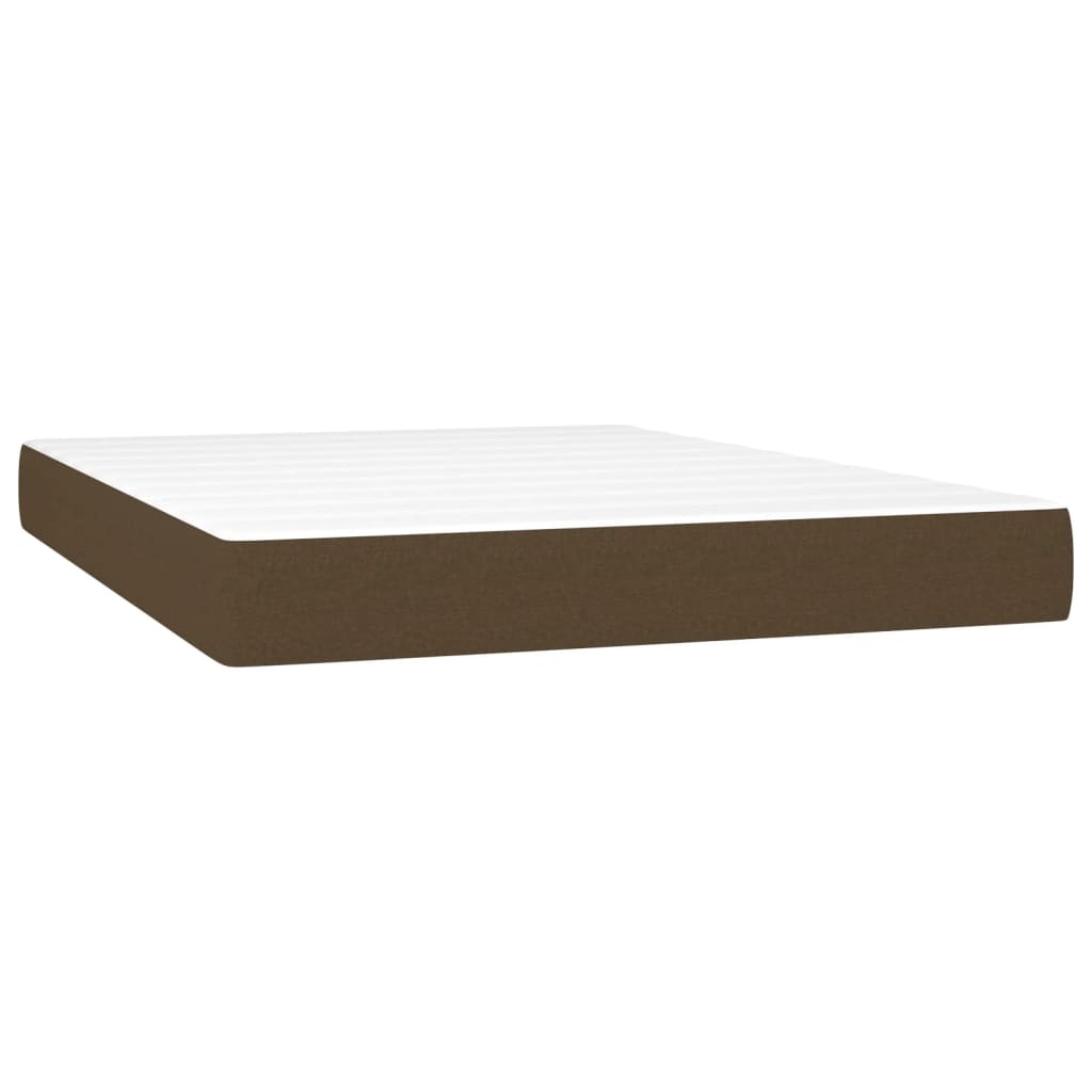 Box spring bed with mattress dark brown 140x200 cm fabric